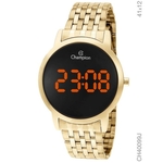 Relogio Champion Feminino CH40099J Digital Dourado LED Laranja