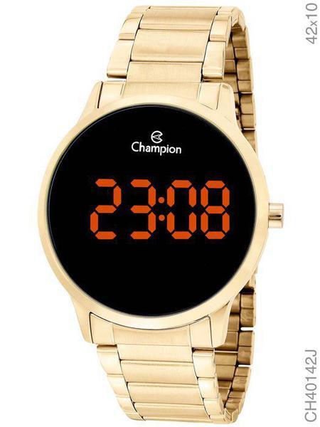 Relógio Champion Feminino Dourado Digital Led Laranja CH40142J