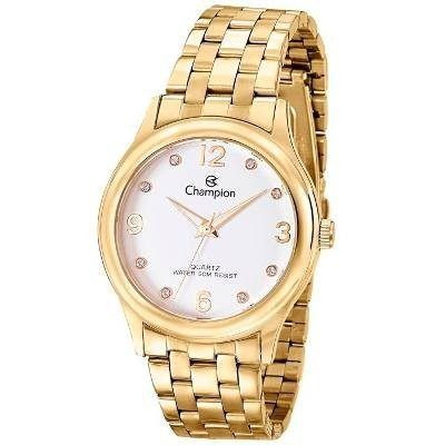 Relógio Champion Feminino Dourado e Branco Cn28991h Original