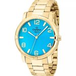 Relógio Champion Feminino Dourado Elegance Azul Cn25181f