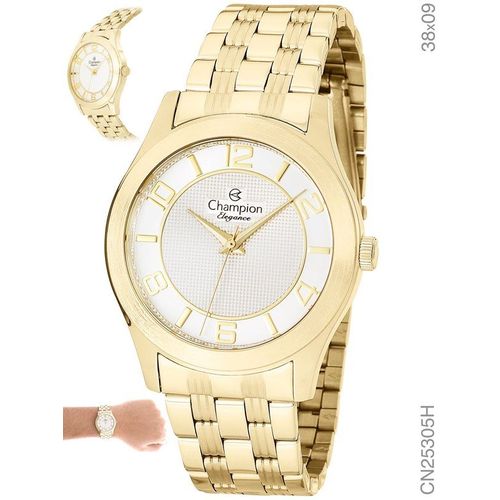 Relógio Champion Feminino Dourado Elegance Cn25305h