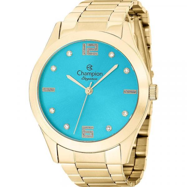 Relógio Champion Feminino Dourado Elegance CN25145F Analógico 5 Atm Cristal Mineral