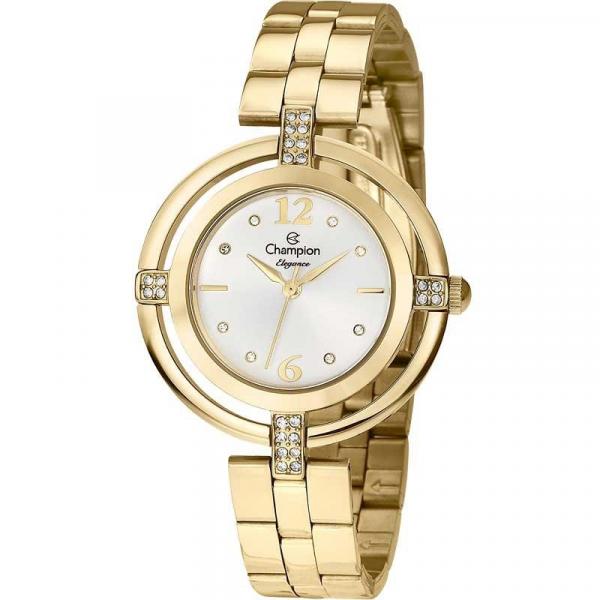 Relógio Champion Feminino Dourado Elegance CN25421H Analógico 3 Atm Cristal Mineral