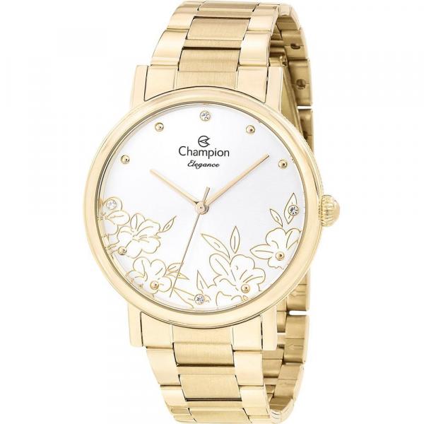 Relógio Champion Feminino Dourado Elegance CN25887H Analógico 5 Atm Cristal Mineral