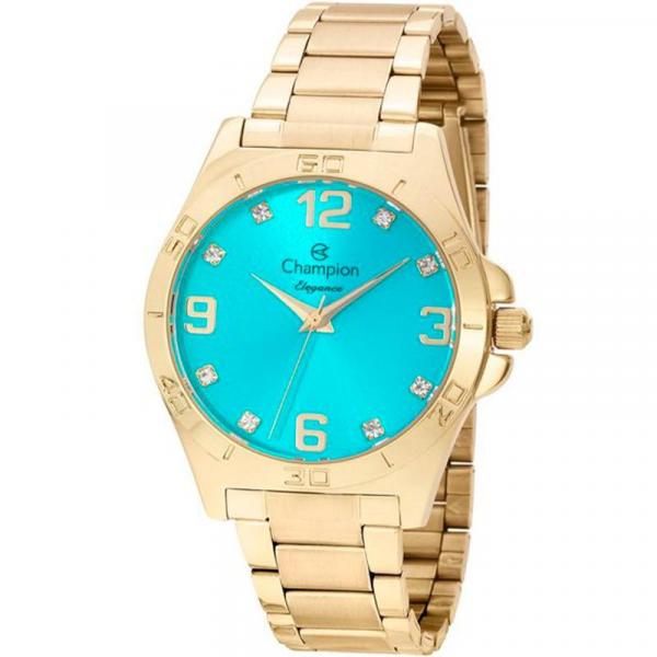 Relógio Champion Feminino Dourado Elegance CN28446F Analógico 5 Atm Cristal Mineral