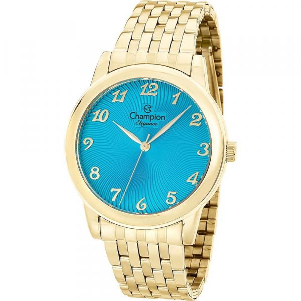 Relógio Champion Feminino Dourado Elegance CN28455F Analógico 5 Atm Cristal Mineral