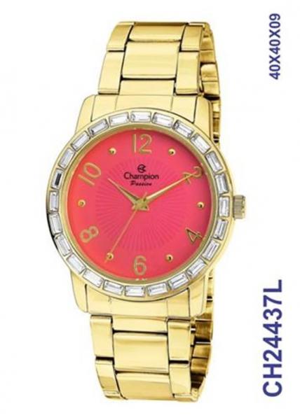 Relógio Champion Feminino Dourado Fundo Rosa Ch24437l