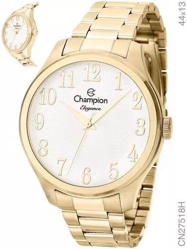 Relógio Champion Feminino Dourado Grande Cn27518h Original