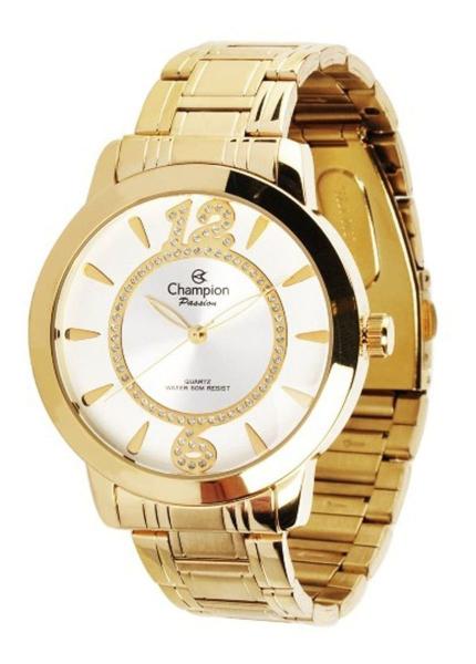 Relógio Champion Feminino Dourado Passion Ch24259d + Kit Colar/brinco