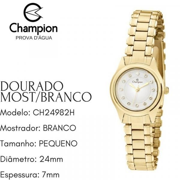 Relogio Champion Feminino Dourado Pequeno Ch24982h