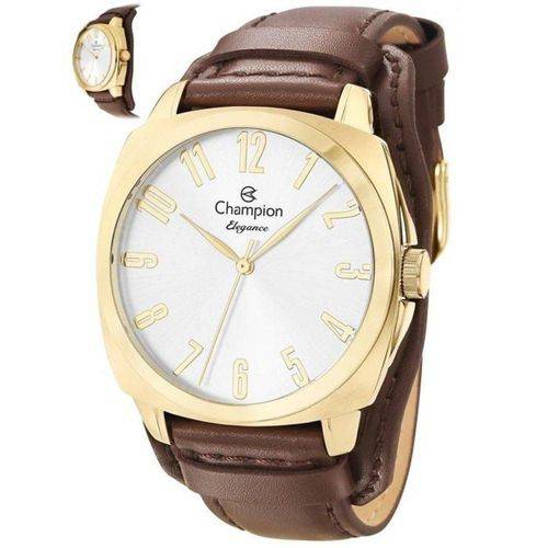 Relógio Champion Feminino Dourado Pulseira de Couro Cn26199s