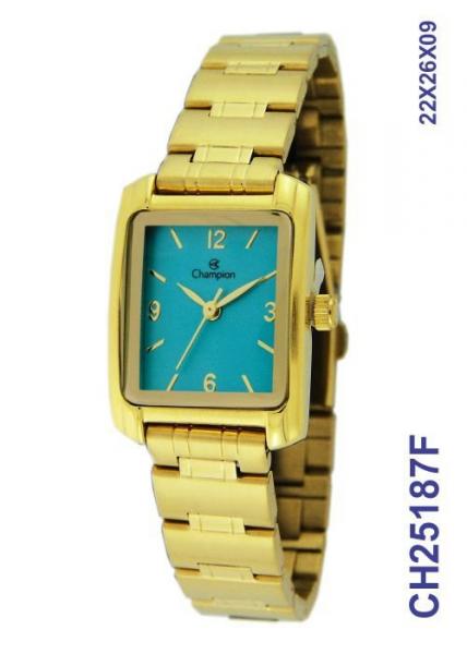 Relógio Champion Feminino Dourado Visor Azul CH25187F