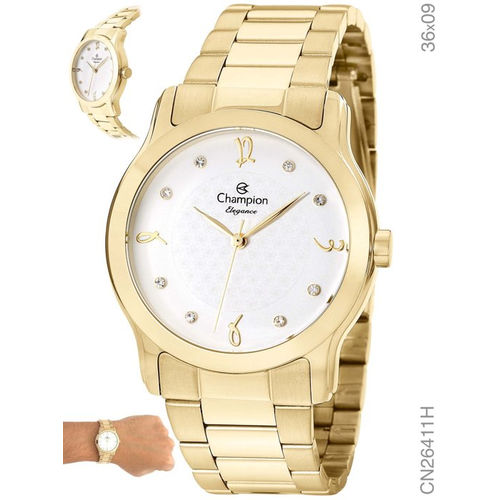 Relógio Champion Feminino Elegance Dourado Cn26411h