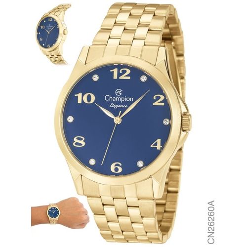 Relógio Champion Feminino Elegance Dourado Cn26260a