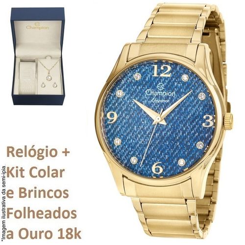 Relógio Champion Feminino Original Cn26975k Kit