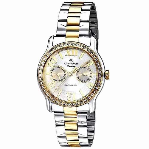 Relogio Champion Feminino Passion Prata Dourado Ch38468s