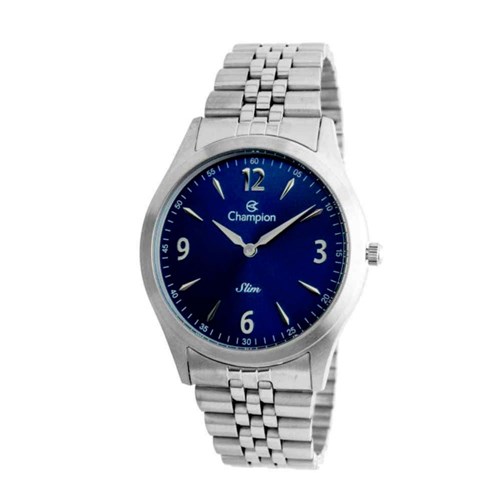 Relógio Champion Feminino Prata Ca21777f Fundo Azul