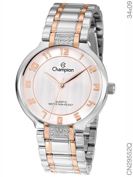 Relógio Champion Feminino Prata e Rosé Cristais Cn29552q