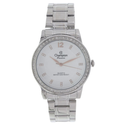 Relógio Champion Feminino Prata Strass Original CN29150Q