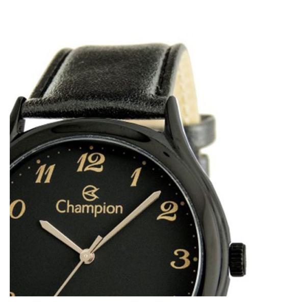 Relogio Champion Feminino Preto Grande Pulseira Couro CN2002