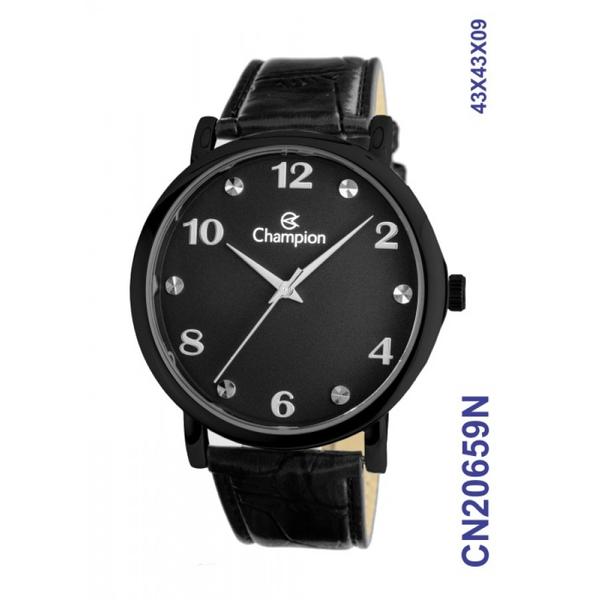 Relógio Champion Feminino Preto Pulseira Couro CN20659N