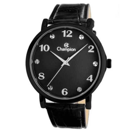 Relógio Champion Feminino Preto Pulseira Couro CN20659N