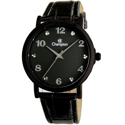 Relógio Champion Feminino Pulseira de Couro Preto - Cn24253n