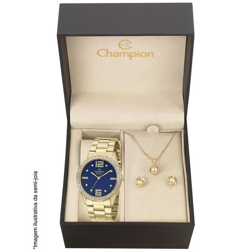 Relógio Champion Feminino Ref: Ch24606k Dourado + Semijóia
