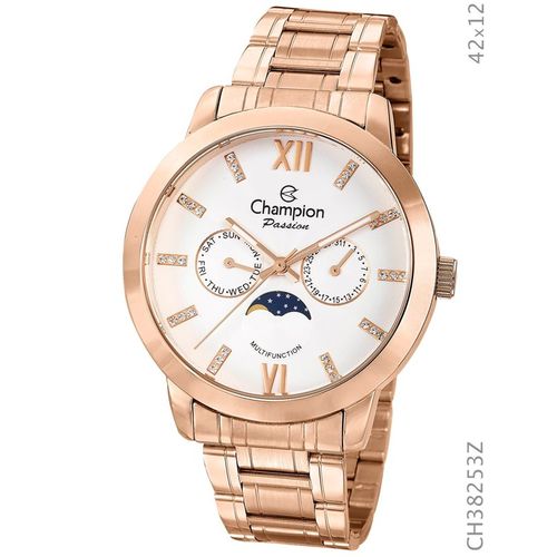 Relógio Champion Feminino Rosé Calend Lunar Ch38253z