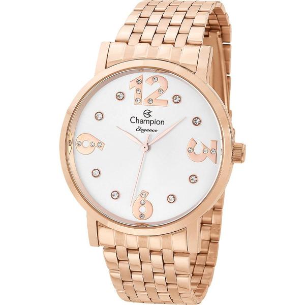 Relógio Champion Feminino Rosê Elegance CN24262Z Analógico 5 Atm Cristal Mineral Tamanho Médio