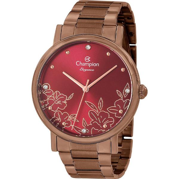 Relógio Champion Feminino Rosê Elegance CN25887I Analógico 5 Atm Cristal Mineral Tamanho Grande