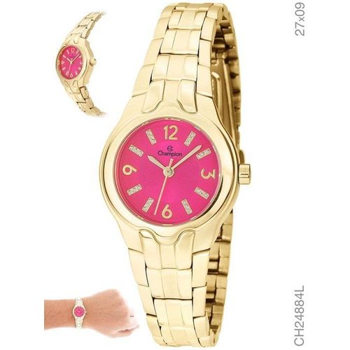 Relógio Champion Feminino Social CH24884L Fundo Rosa