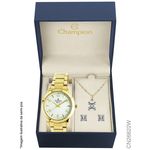 Relógio Champion + Kit Feminino Semi Joia Modelo Cn26822w Dourado 32mm