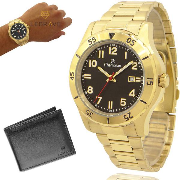 Relógio Champion Masculino Dourado CA31524U 1 Ano de Garantia Prova D'água + Carteira Lebrave