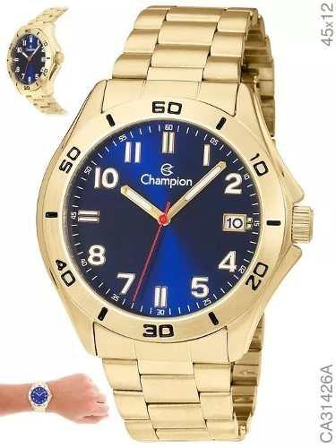 Relógio Champion Masculino Elegance Dourado e Azul Ca31426a