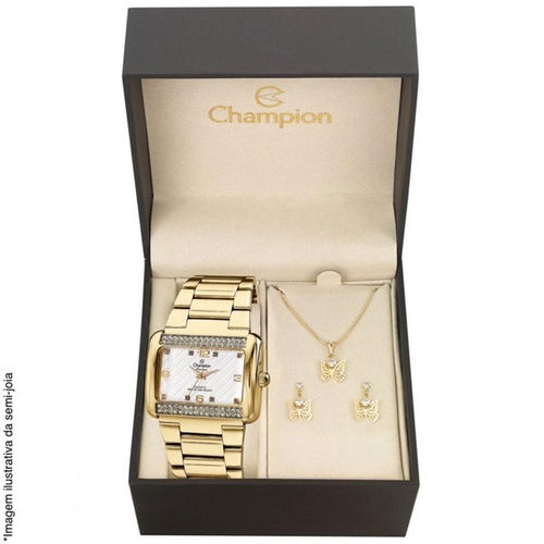 Relógio Champion Passion Cn28651w + Conjunto de Brincos e Colar