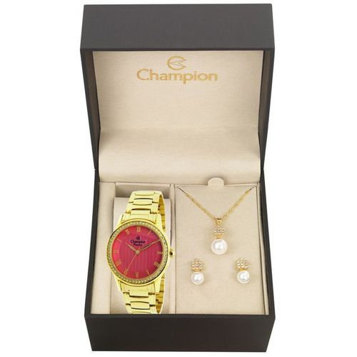 Relógio Champion Passion Kit Feminino Dourado - Cn29310j