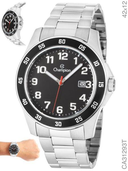 Relógio Champion Prateado Masculino Ca31293t Fundo Preto