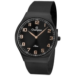 Relogio Champion Preto Slim Com Numeros Rose Ca21839p