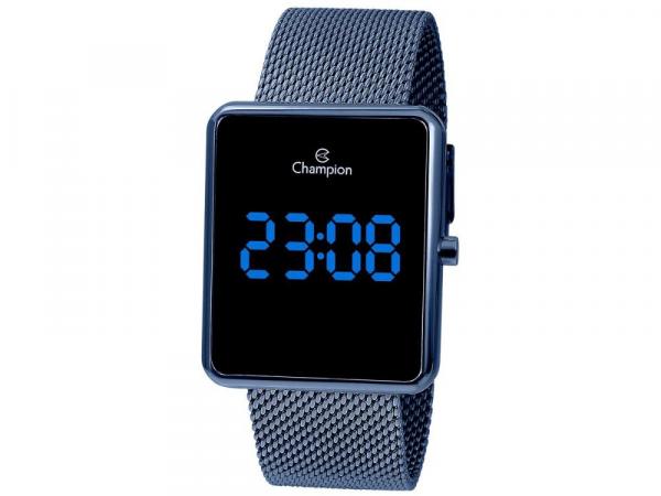 Relógio Champion Quadrado Azul Digital Led Verm. Ch40080a