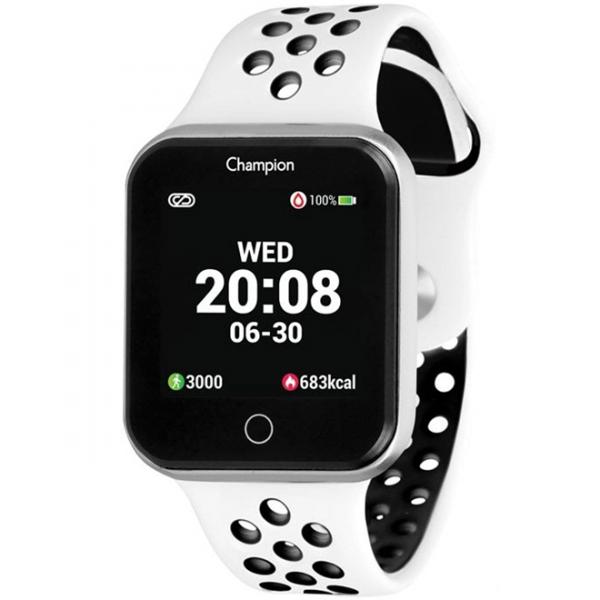 Relógio Champion Smart Bluetooth 4.0 Prata Pulseira Branca e Preta CH50006Q Smartwatch