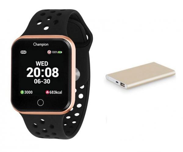 Relógio Champion Smart Bluetooth 4.0 Rosé Pulseira Preta CH50006Z Smartwatch