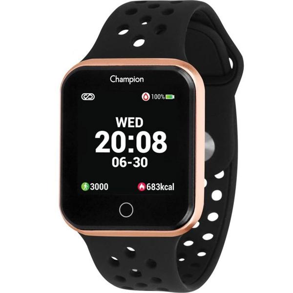 Relógio Champion Smart Bluetooth 4.0 Rosé Pulseira Preta CH50006Z Smartwatch