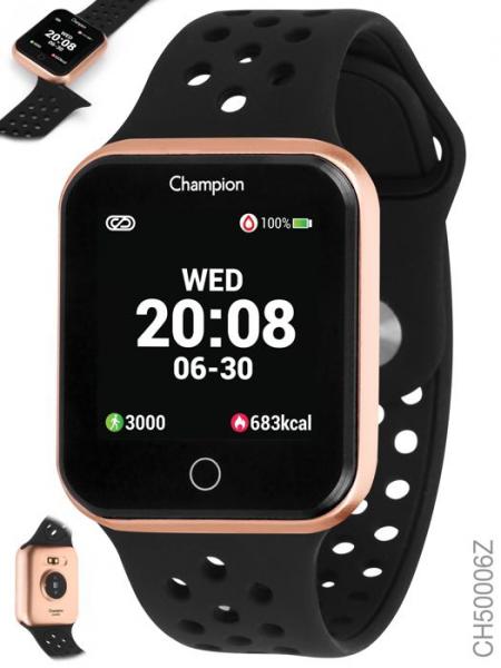 Relógio Champion Smartwatch Bluetooth 4.0 Rosê Ch50006z Pulseira Preta