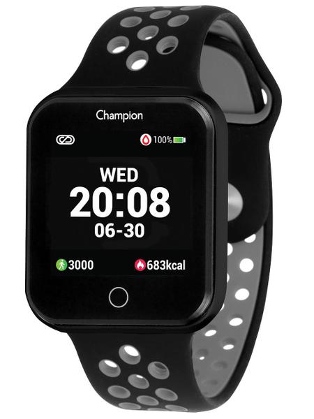 Relógio Champion Smartwatch CH50006D Bluetooth 4.0 Pulseira Preta/Cinza