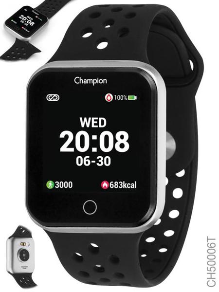 Relógio Champion Smartwatch Preto Caixa Prata Bluetooth 4.0 CH50006T UNISSEX