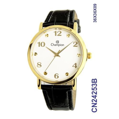 Relógio Champion Social CN24253B Dourado Pulseira Couro