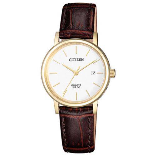 Relógio Citizen Dourado Couro Feminino Eu6092-08a / Tz28486b