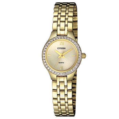 Relógio Citizen Dourado Strass Feminino Ej6142-51p / Tz28539g