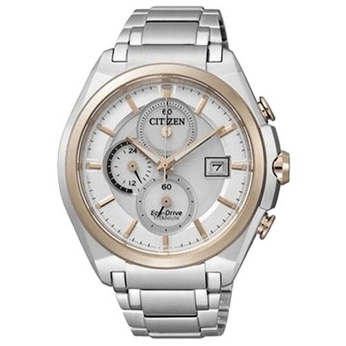 Relógio Citizen Eco-Drive Titanium Ca0354-51a. Dourado / Prata